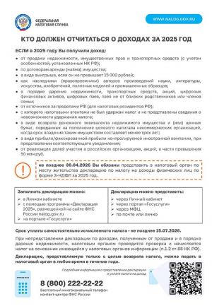 Кто должен отчитаться о доходах за 2025.